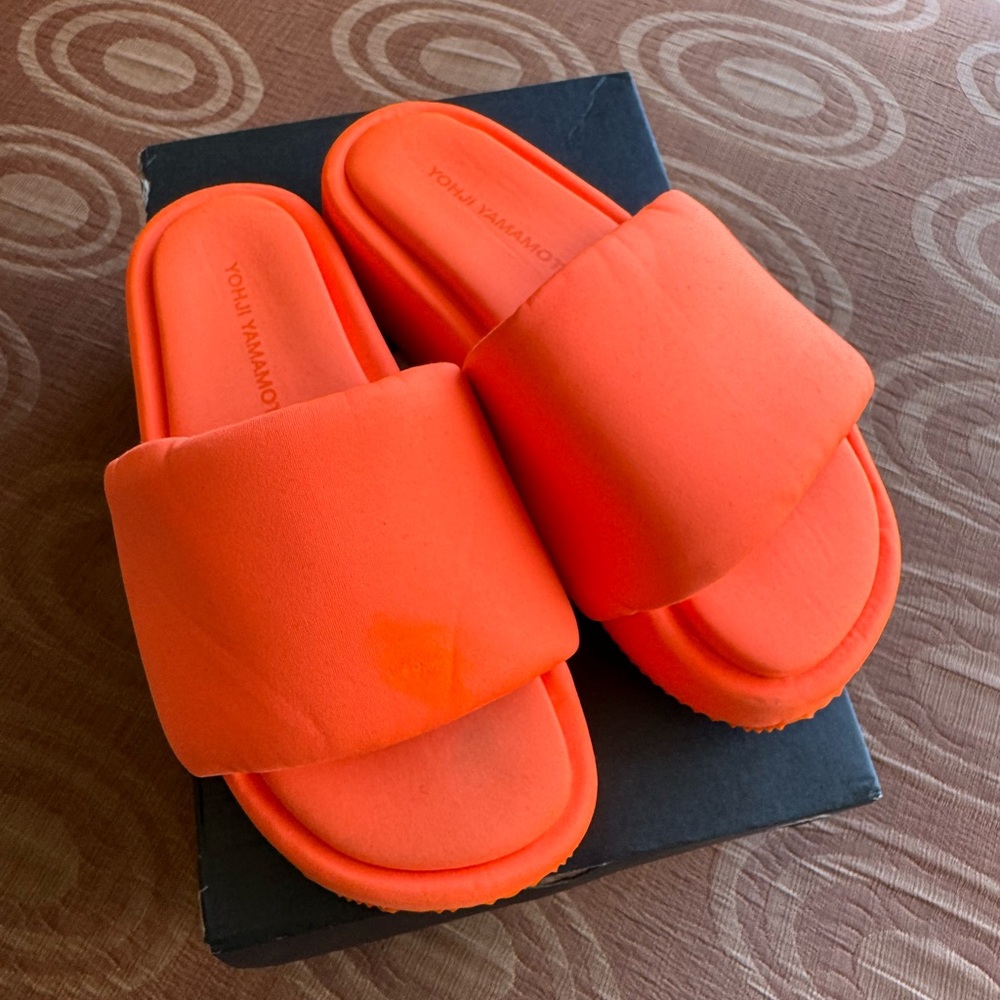 Adidas Yohji Yamamoto Y3 solar orange slides M 6 W 7